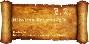 Nikolits Krisztián névjegykártya